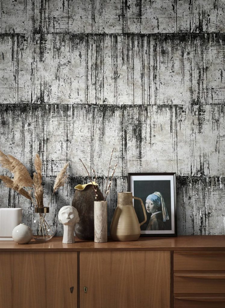 Wohnzimmer Tapeten Holzoptik Natur Steinoptik